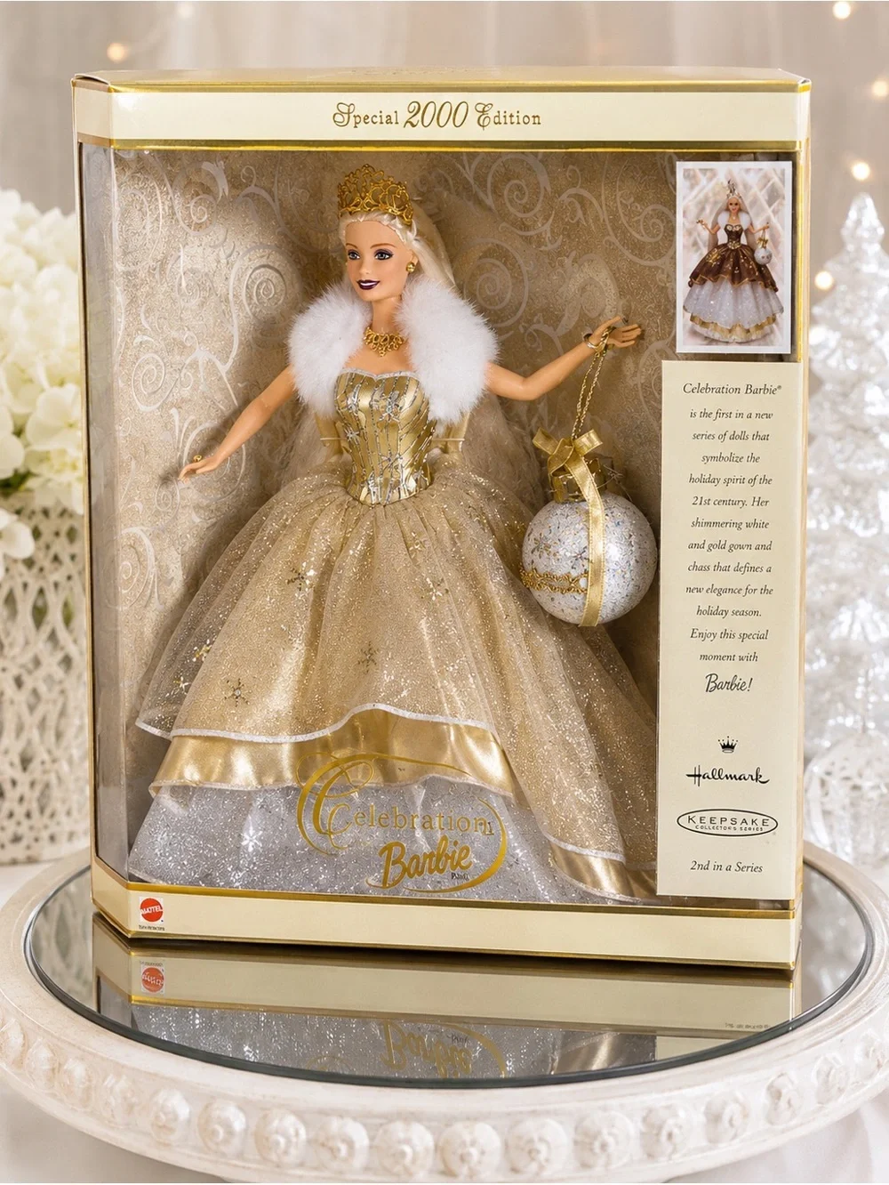 Mattel Gold Sparkle Holiday Barbie Doll 2000